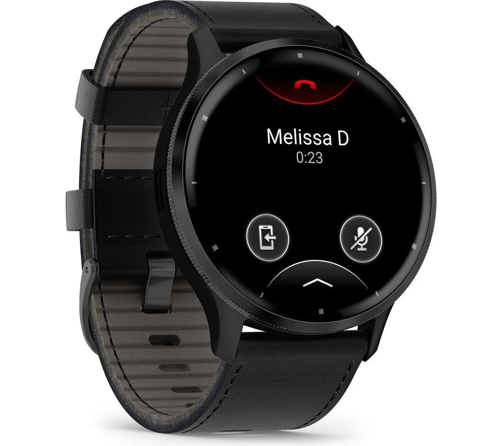 GARMIN Venu 3 - Slate with Black Leather Band & Black Silicone Band