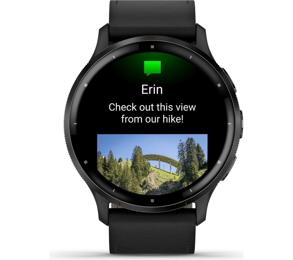 GARMIN Venu 3 - Slate with Black Leather Band & Black Silicone Band
