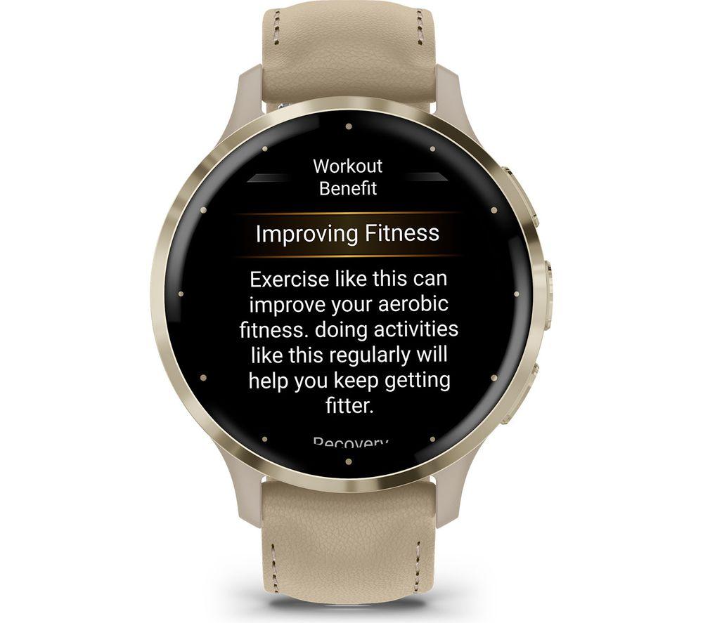 GARMIN Venu 3S - Soft Gold with French Grey Leather Band & French Grey Silicone Band
