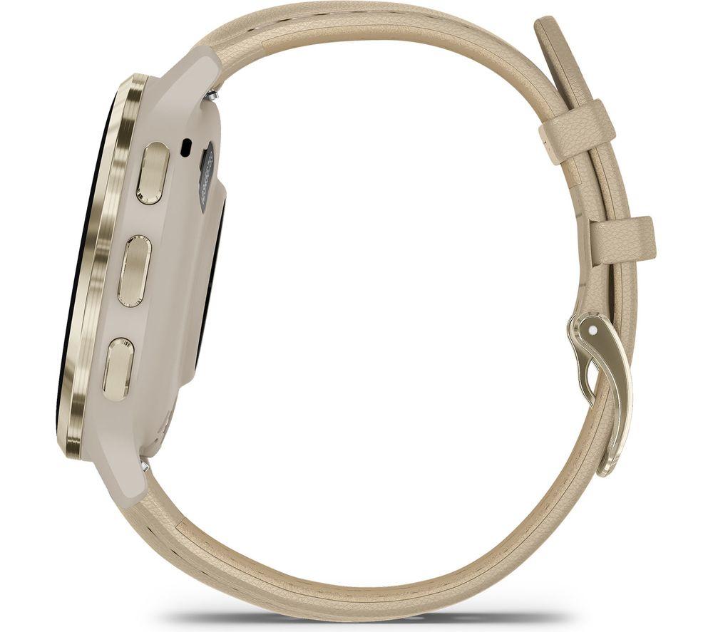 GARMIN Venu 3S - Soft Gold with French Grey Leather Band & French Grey Silicone Band