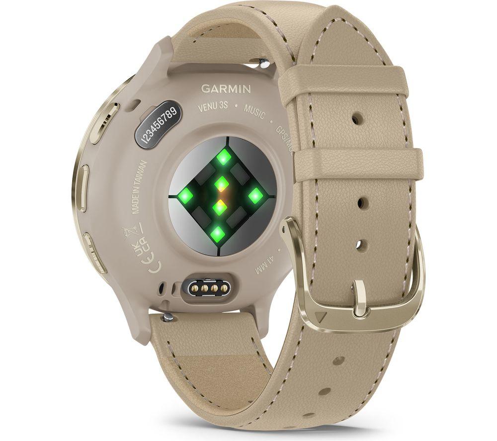 GARMIN Venu 3S - Soft Gold with French Grey Leather Band & French Grey Silicone Band