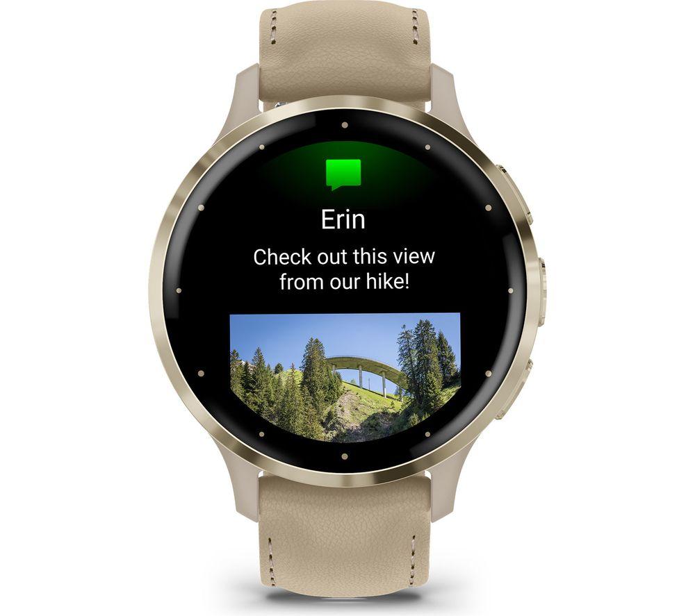 GARMIN Venu 3S - Soft Gold with French Grey Leather Band & French Grey Silicone Band