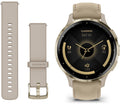 GARMIN Venu 3S - Soft Gold with French Grey Leather Band & French Grey Silicone Band