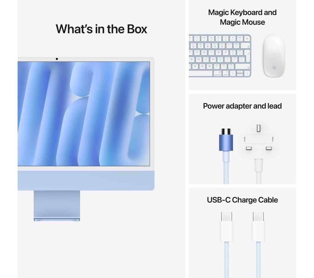 APPLE iMac 4.5K 24" (2024) - M4, SSD de 256 GB, 8 CPU / 8 GPU, Azul