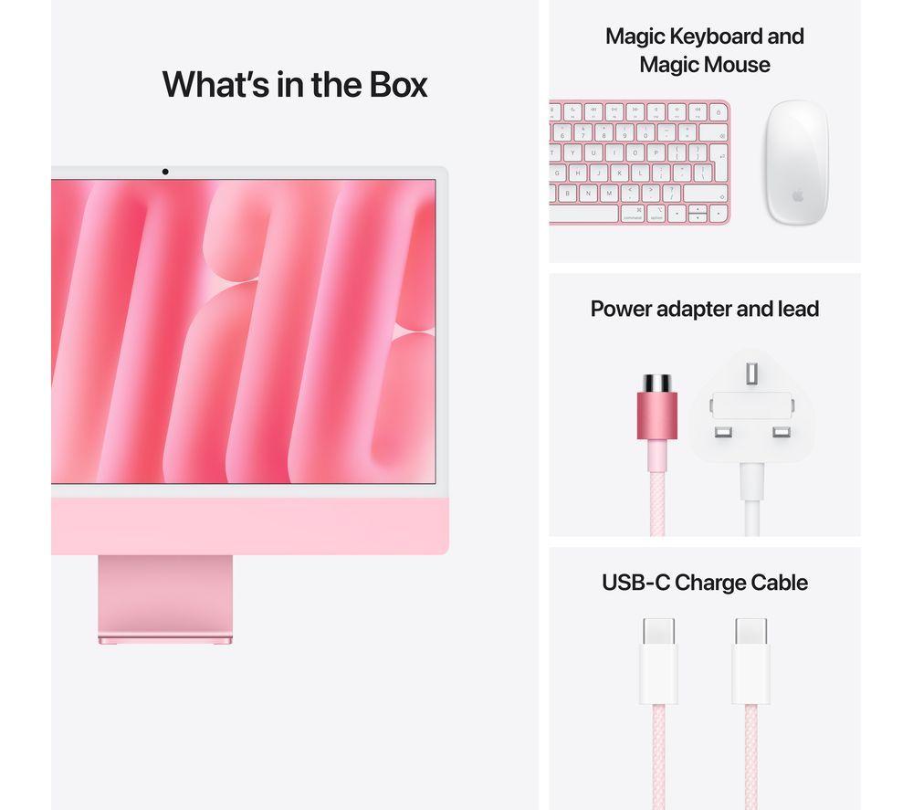 APPLE iMac 4.5K 24" (2024) - M4, 256 GB SSD, 8 CPU / 8 GPU, Pink
