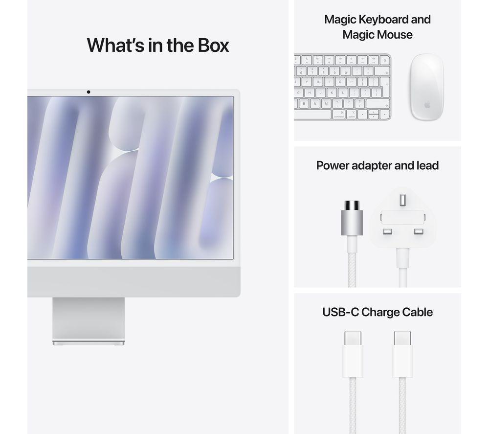 APPLE iMac 4.5K 24" (2024) - M4, 256 GB SSD, 8 CPU / 8 GPU, Silver