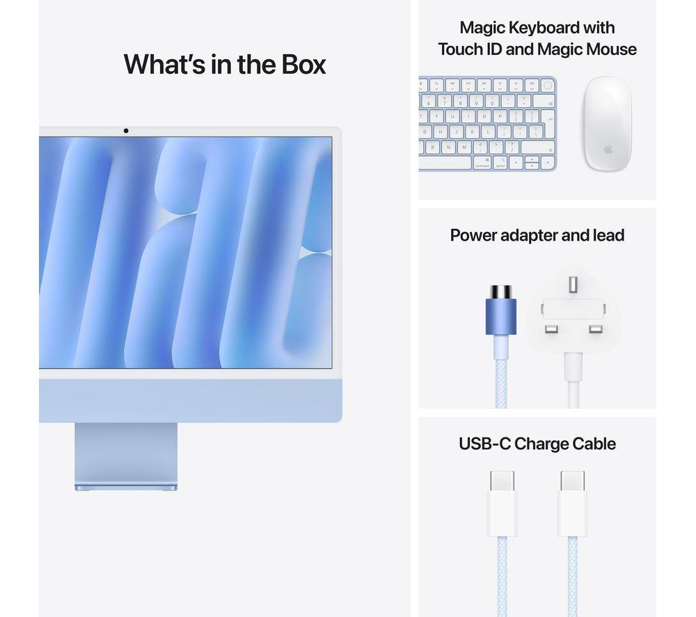 APPLE iMac 4.5K 24" (2024) - M4, 512 GB SSD, Blau