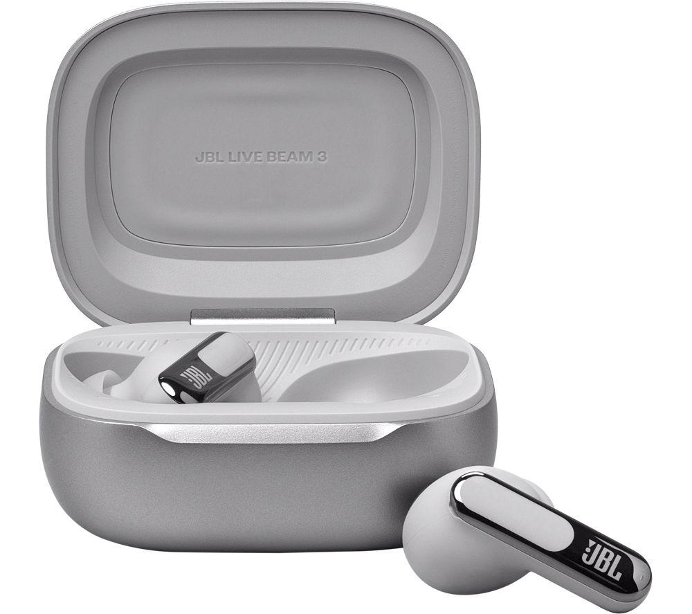 JBL Live Beam 3 Kabellose Bluetooth Noise-Cancelling-Ohrhörer – Silber