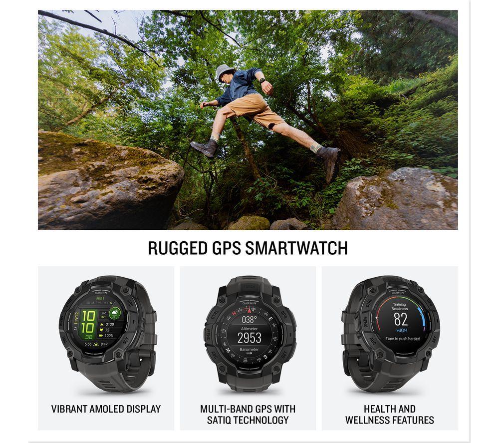GARMIN Instinct 3 AMOLED Smart Watch - 50 mm, Black with Charcoal Silicone Band