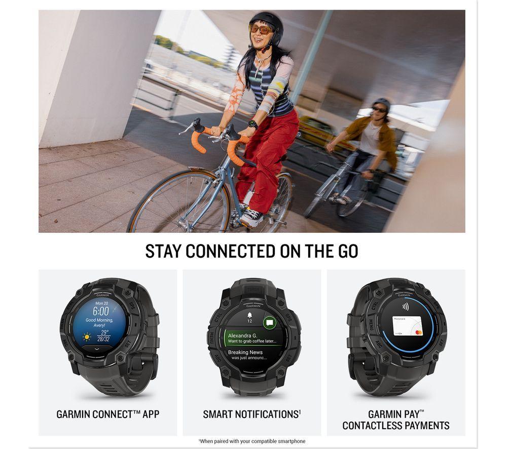 GARMIN Instinct 3 AMOLED Smart Watch - 50 mm, Black with Charcoal Silicone Band