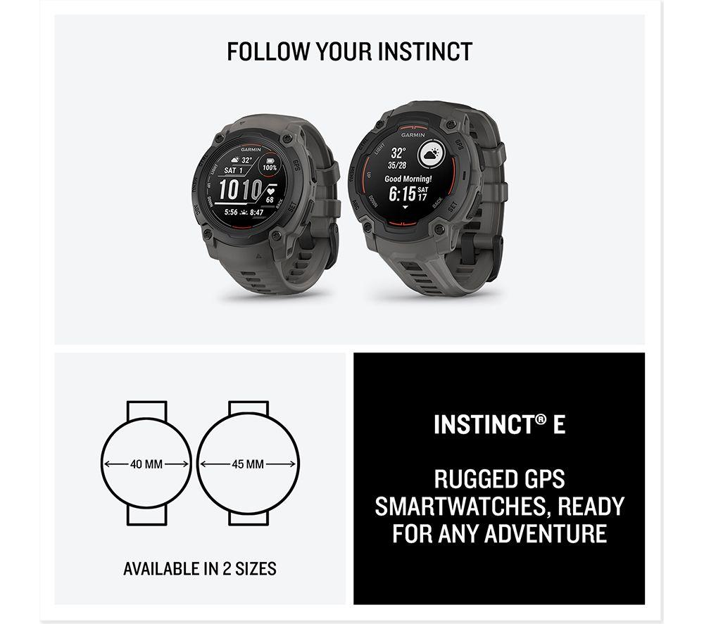 GARMIN Instinct E Smartwatch - 40 mm, Schwarz mit Graphit-Silikonarmband