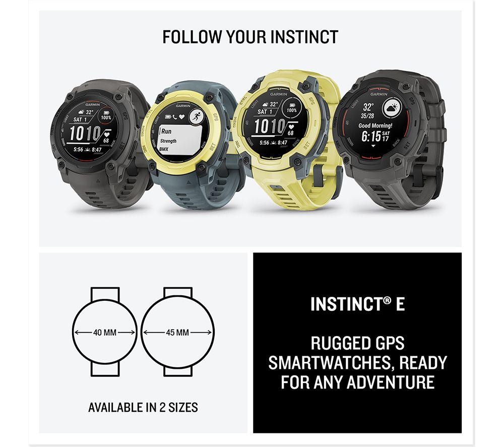GARMIN Instinct E Smart Watch - 40 mm, Electric Lime with Twilight Silicone Band
