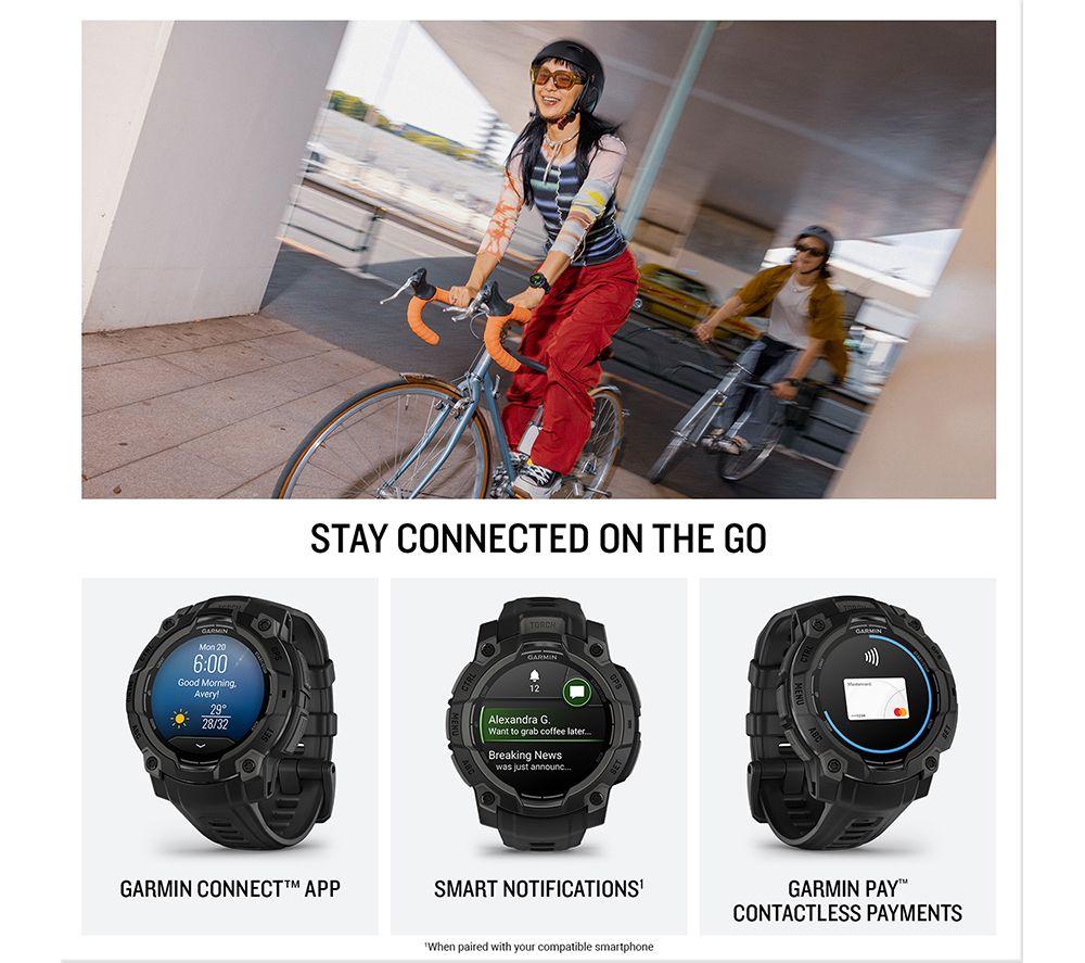 GARMIN Instinct 3 AMOLED Smart Watch - 45 mm, Black with Black Silicone Band