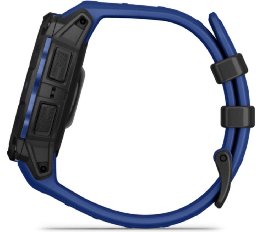 GARMIN Instinct 3 AMOLED Smartwatch – 45 mm, Schwarz mit Bolt Blue Silikonarmband