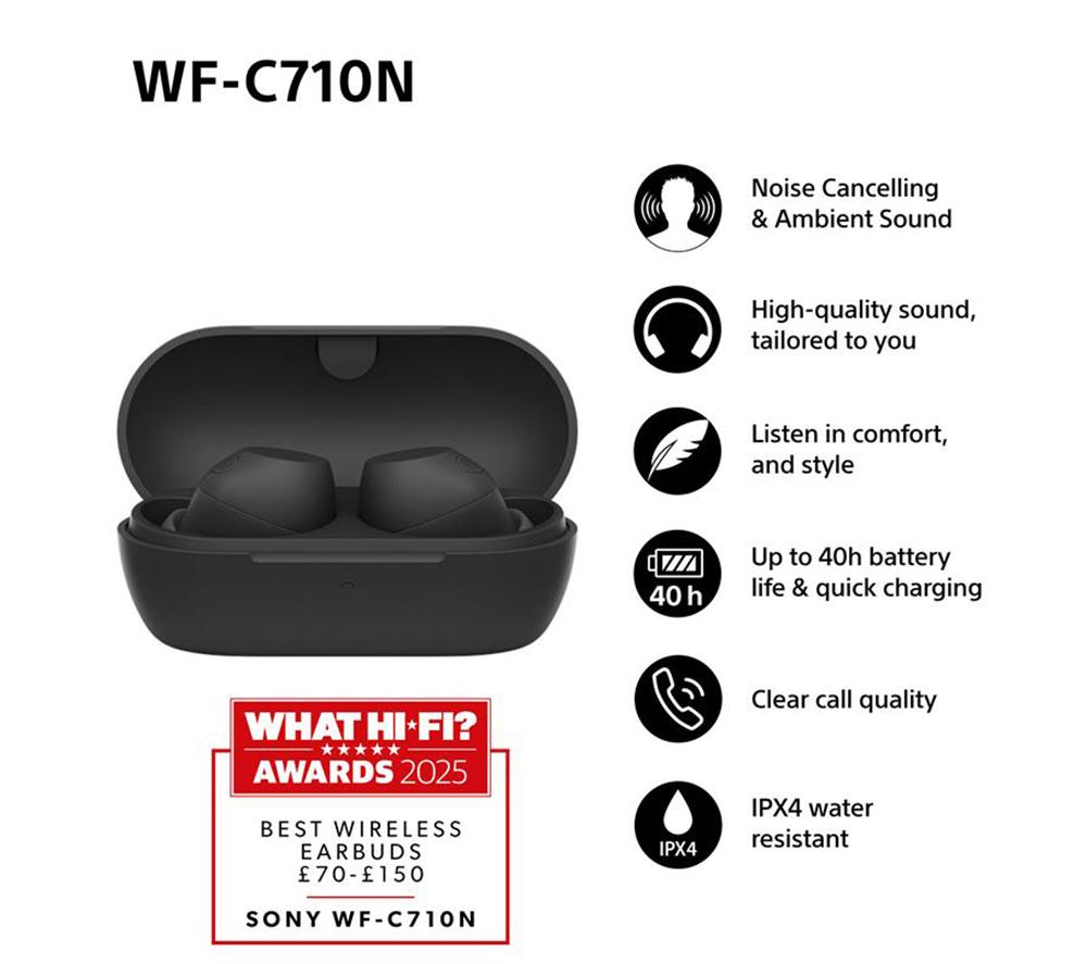 SONY WF-C710N Wireless Bluetooth Noise-Cancelling Earbuds - Black
