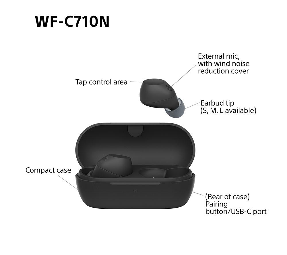 SONY WF-C710N Wireless Bluetooth Noise-Cancelling Earbuds - Black