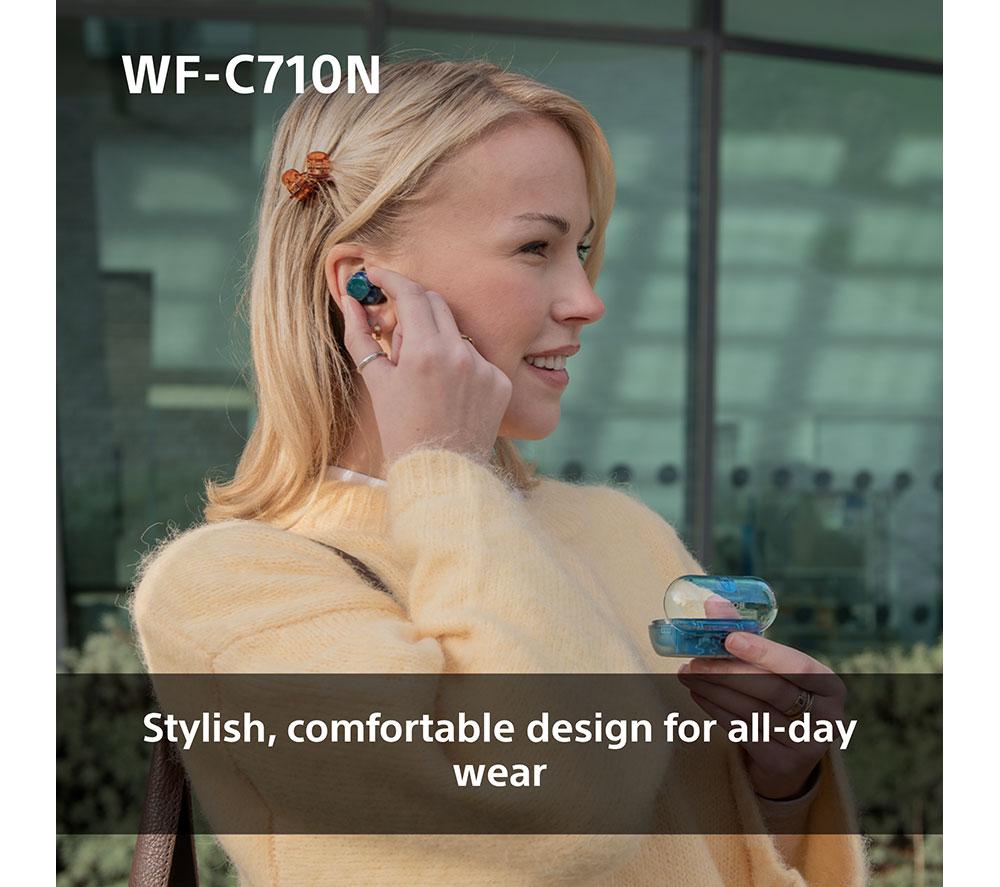 SONY WF-C710N Wireless Bluetooth Noise-Cancelling Earbuds - Glass Blue
