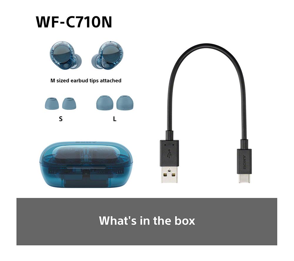 SONY WF-C710N Wireless Bluetooth Noise-Cancelling Earbuds - Glass Blue