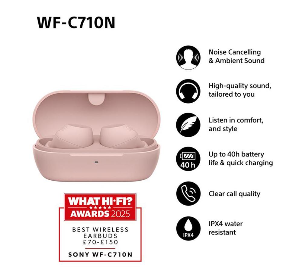 SONY WF-C710N Wireless Bluetooth Noise-Cancelling Earbuds - Pink