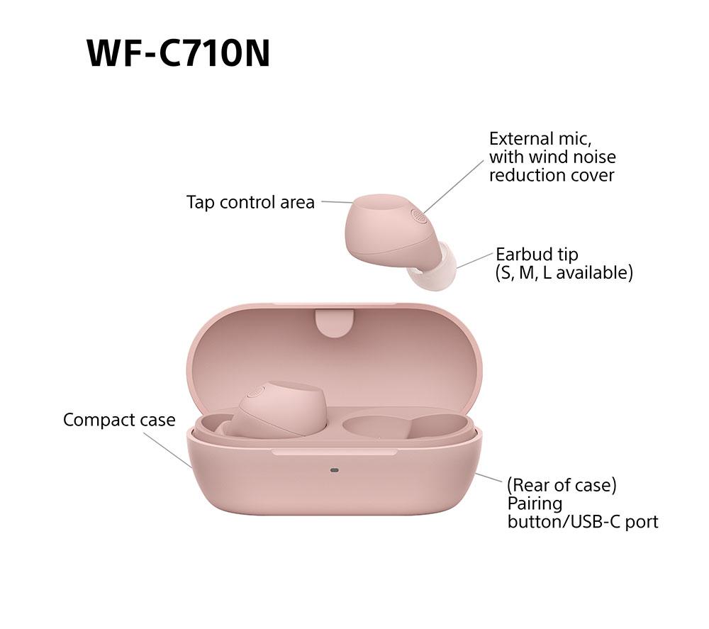 SONY WF-C710N Wireless Bluetooth Noise-Cancelling Earbuds - Pink