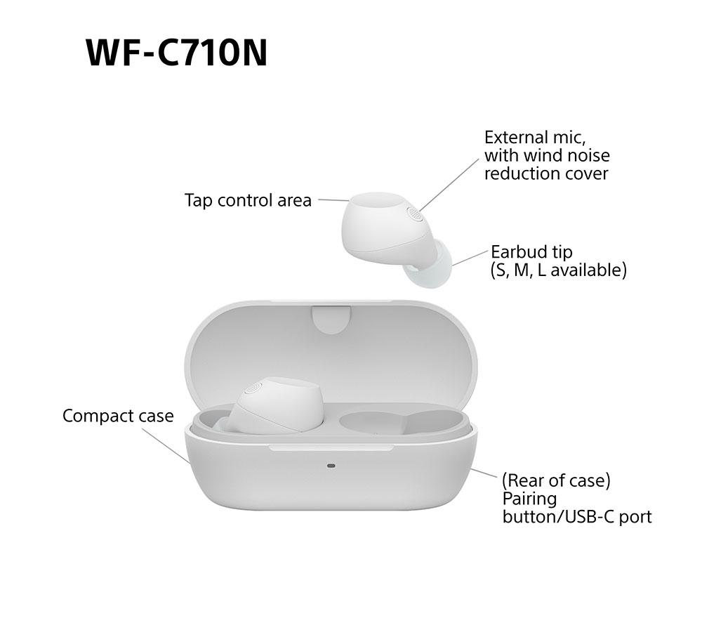 SONY WF-C710N Wireless Bluetooth Noise-Cancelling Earbuds - White