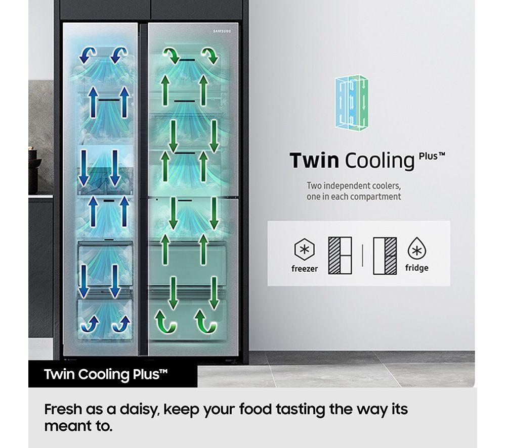 SAMSUNG Bespoke AI Series 8 On-device Bixby RS80F66KBTEU American-Style Fridge Freezer - Silver