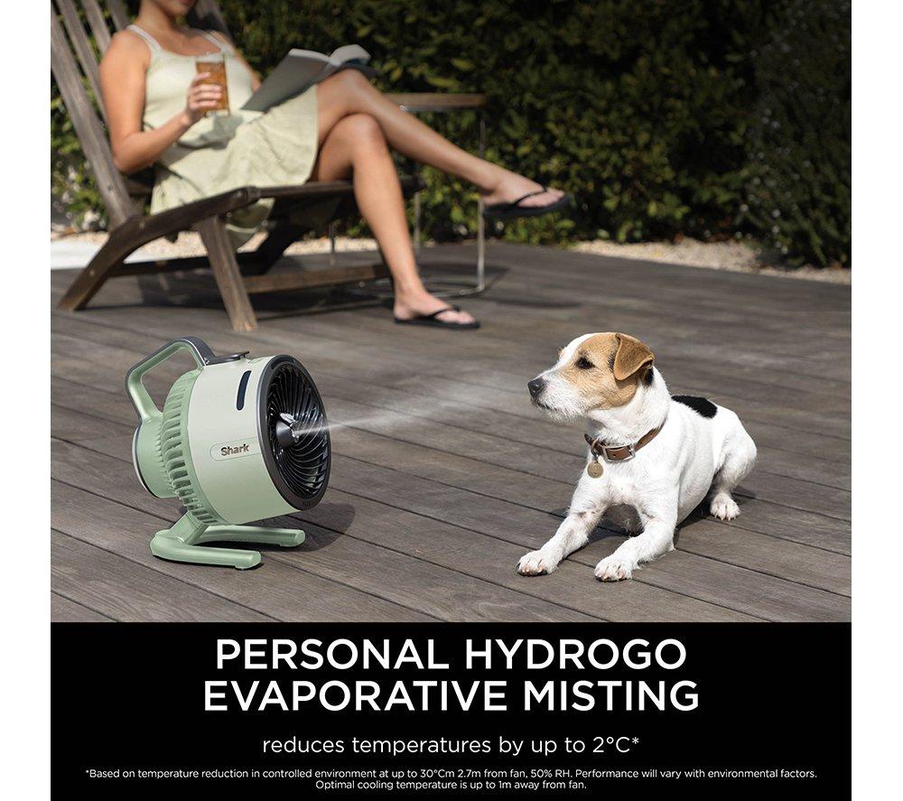 SHARK FlexBreeze HydroGo FA050UKGN Portable 6.8" Misting Turbo Fan - Lime Green & Cool Gray