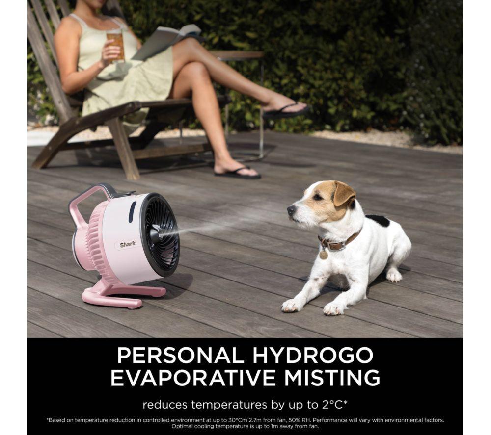 Ventilador turbo portátil con nebulizador SHARK FlexBreeze HydroGo FA050UKPK de 6.8" - Rosa Ballet y Gris Frío