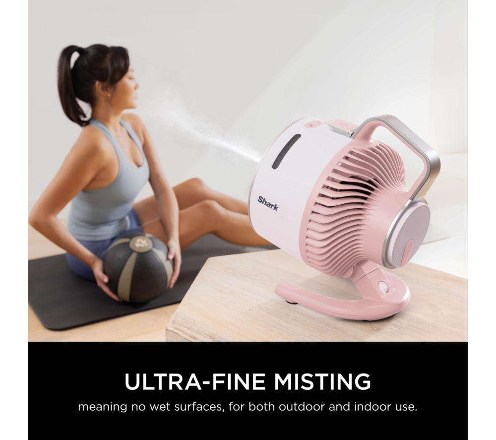 Ventilador turbo portátil con nebulizador SHARK FlexBreeze HydroGo FA050UKPK de 6.8" - Rosa Ballet y Gris Frío