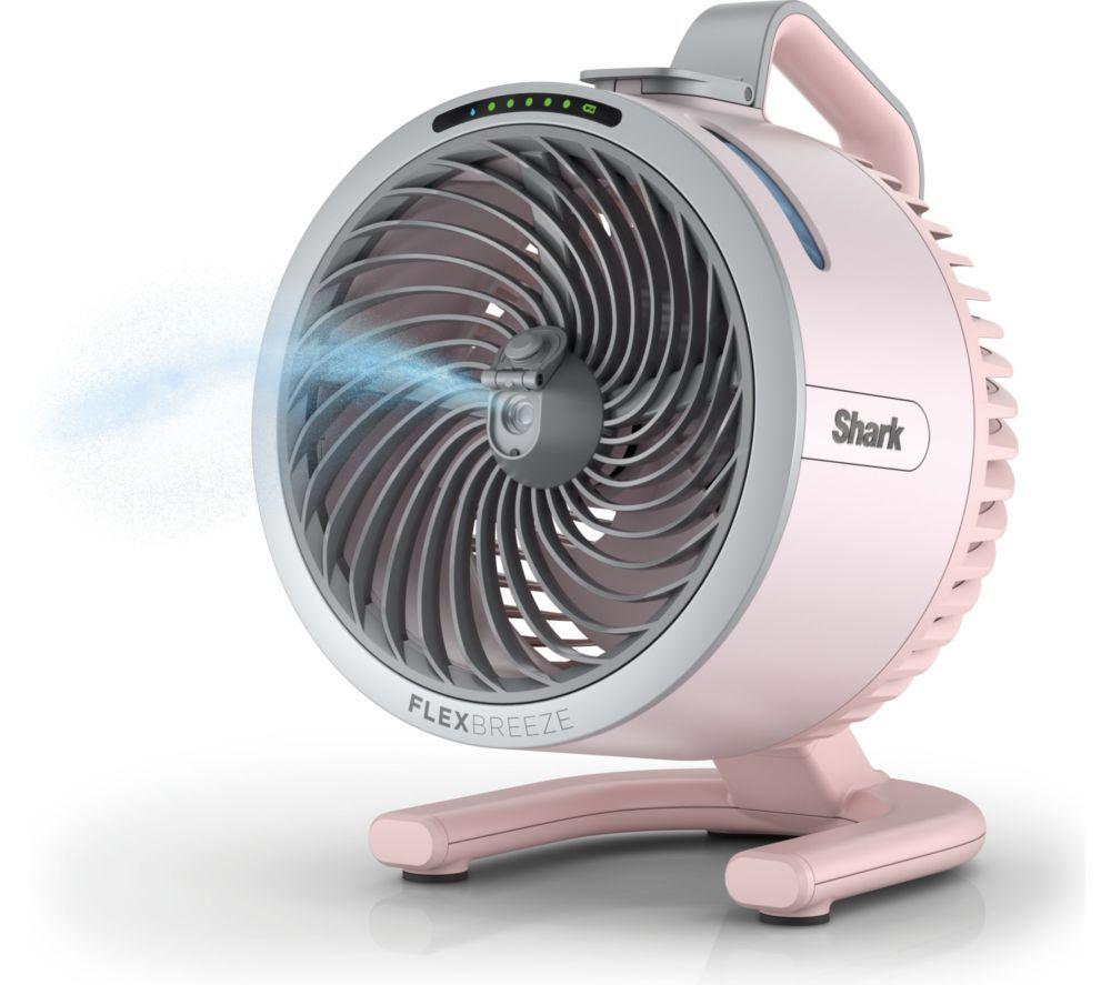 SHARK FlexBreeze HydroGo FA050UKPK Portable 6.8" Misting Turbo Fan - Ballet Pink & Cool Gray