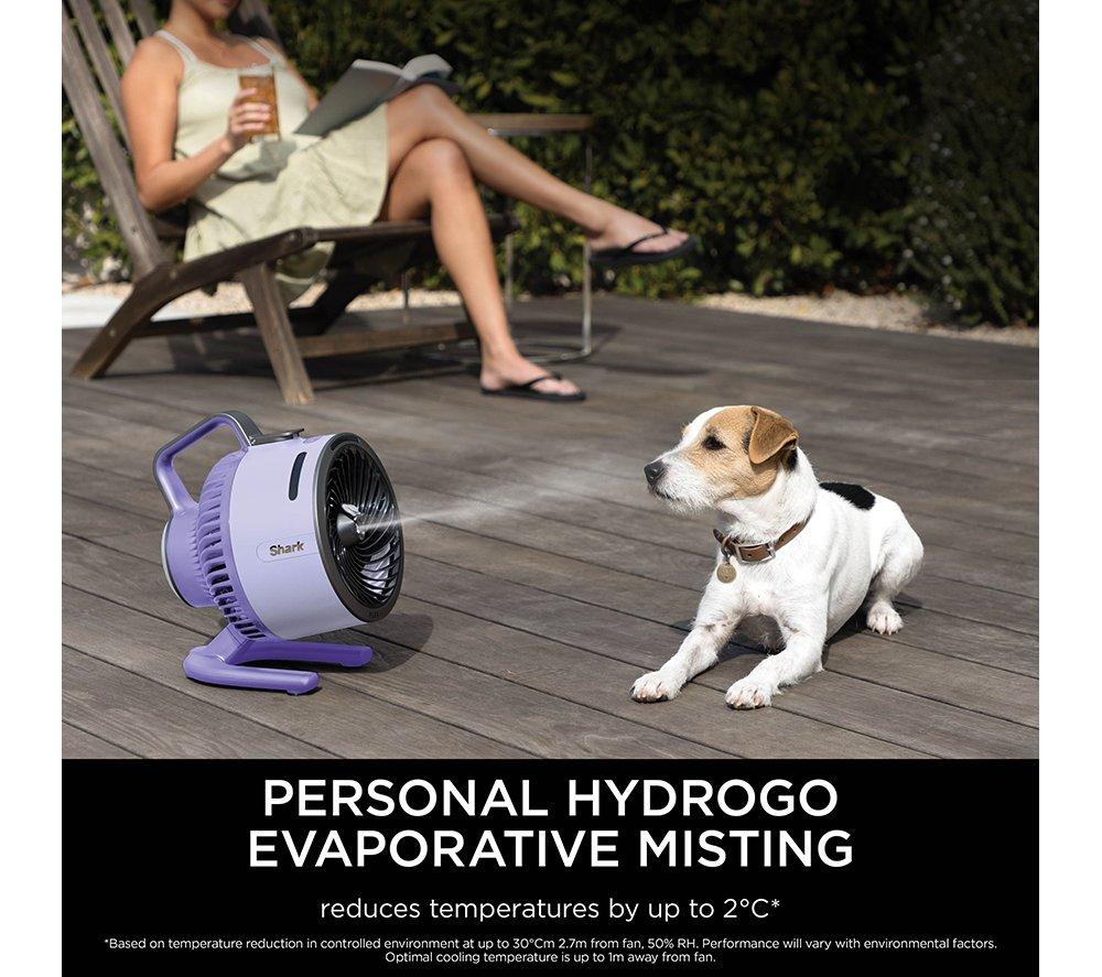 SHARK FlexBreeze HydroGo FA050UKLV Portable 6.8" Misting Turbo Fan - Lavendar & Cool Gray