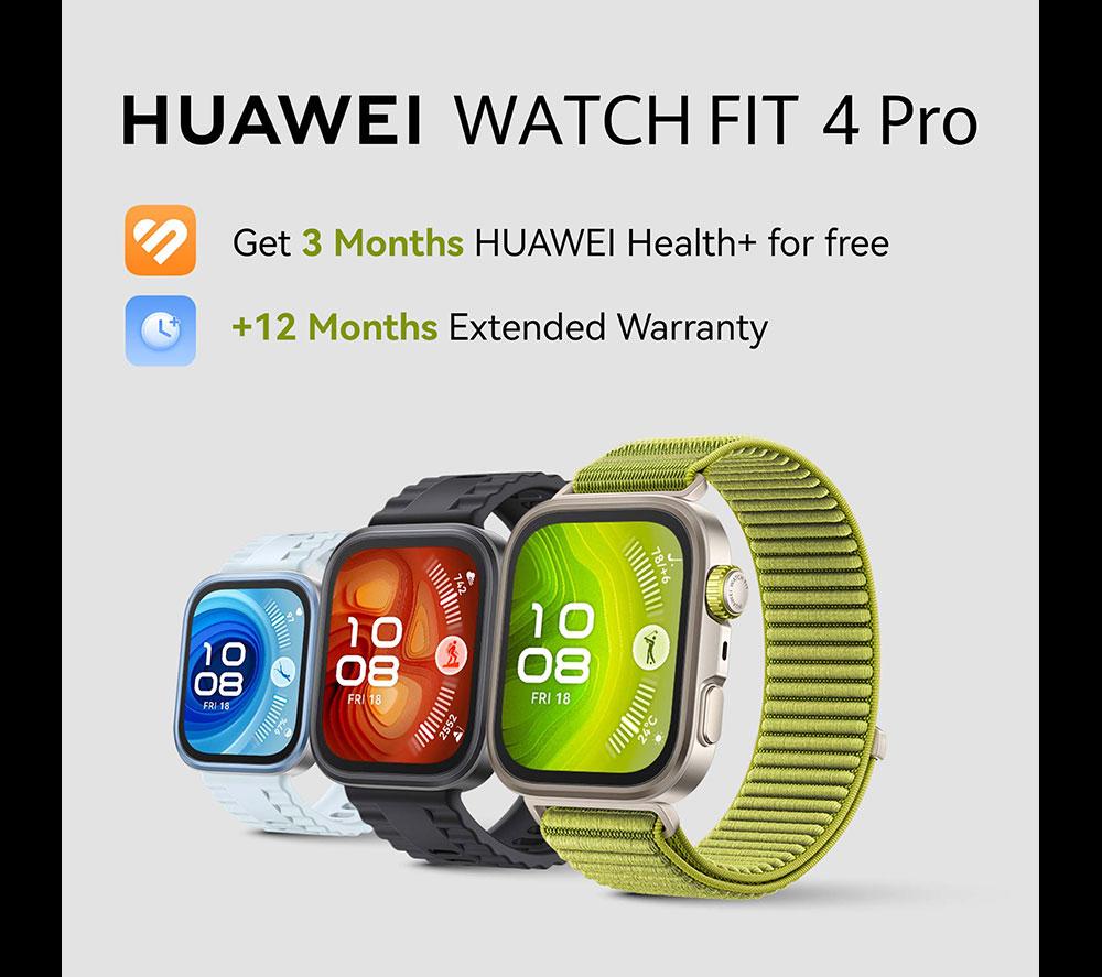 HUAWEI Watch Fit 4 Pro – Titaniumblau, Fluorelastomer-Armband