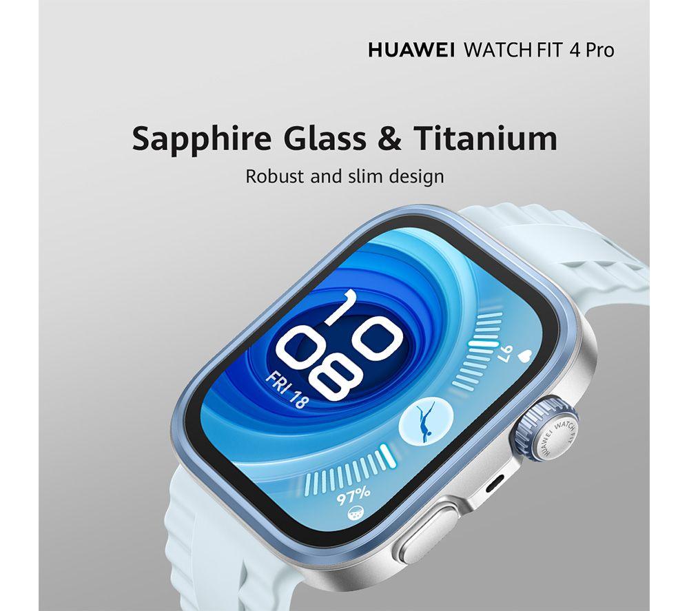 HUAWEI Watch Fit 4 Pro – Titaniumblau, Fluorelastomer-Armband