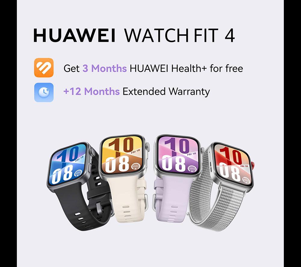 HUAWEI Watch Fit 4 - Aluminium Alloy Black, Fluoroelastomer Strap