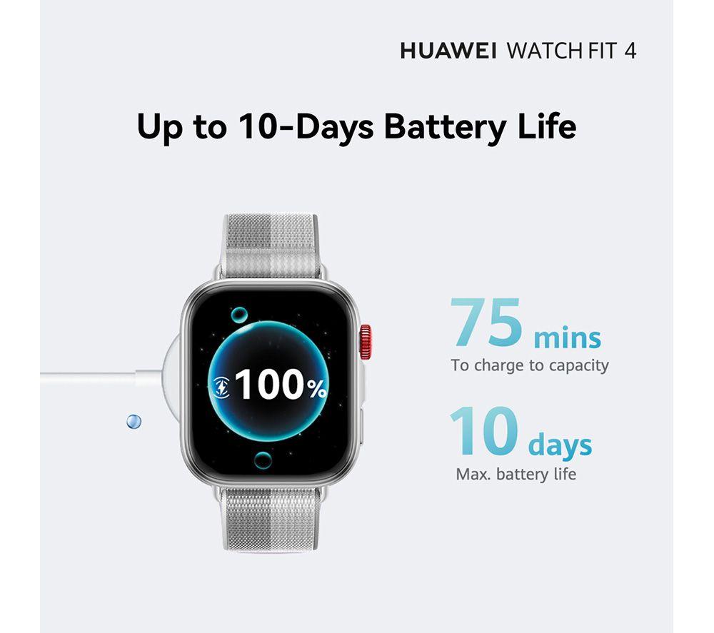 HUAWEI Watch Fit 4 – Aluminiumlegierung, graues Fluorelastomerarmband