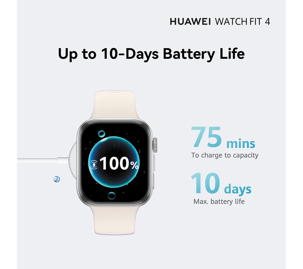 HUAWEI Watch Fit 4 - Aluminiumlegierung, weißes Fluorelastomer-Armband
