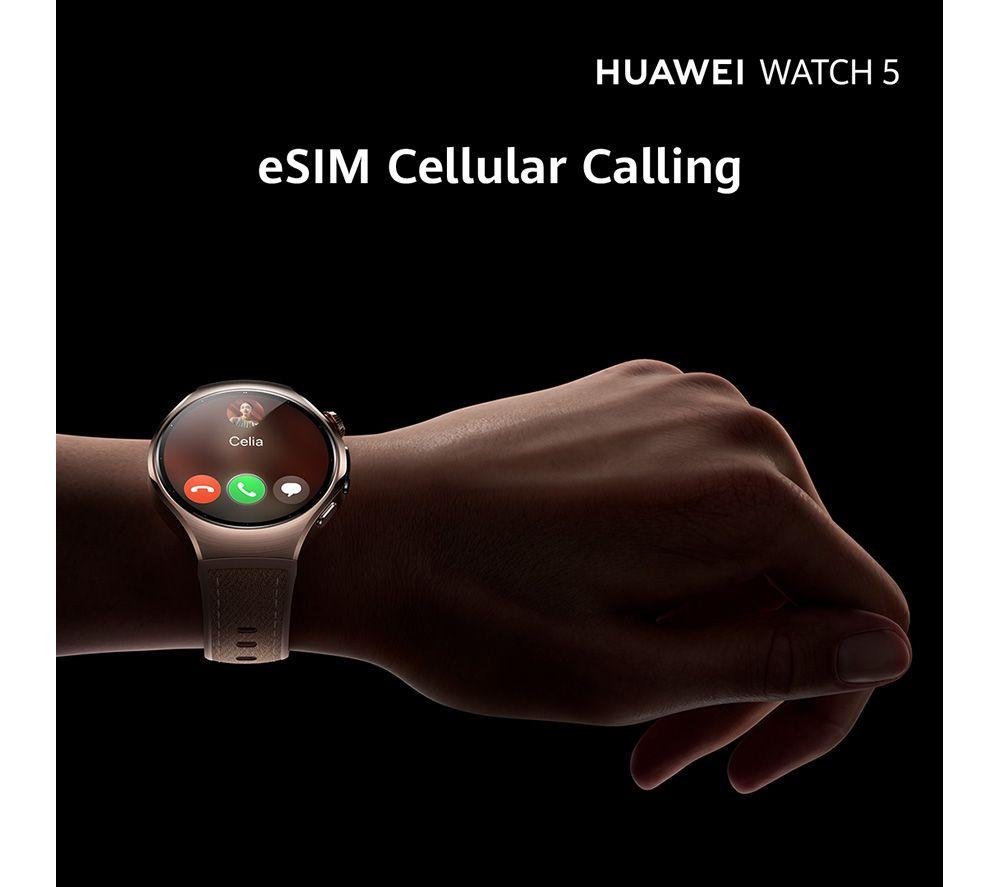HUAWEI Watch 5 - Edelstahl Gold, Fluorkautschukarmband, 42 mm