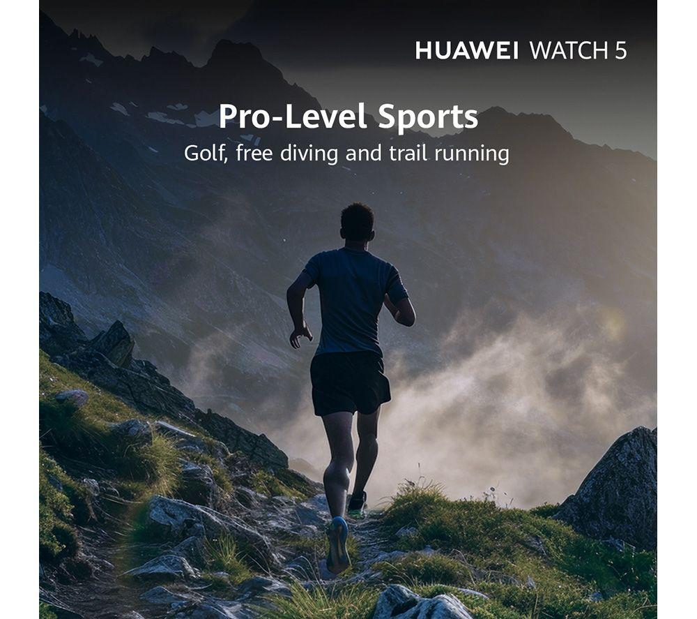 HUAWEI Watch 5 - Edelstahl Gold, Fluorkautschukarmband, 42 mm