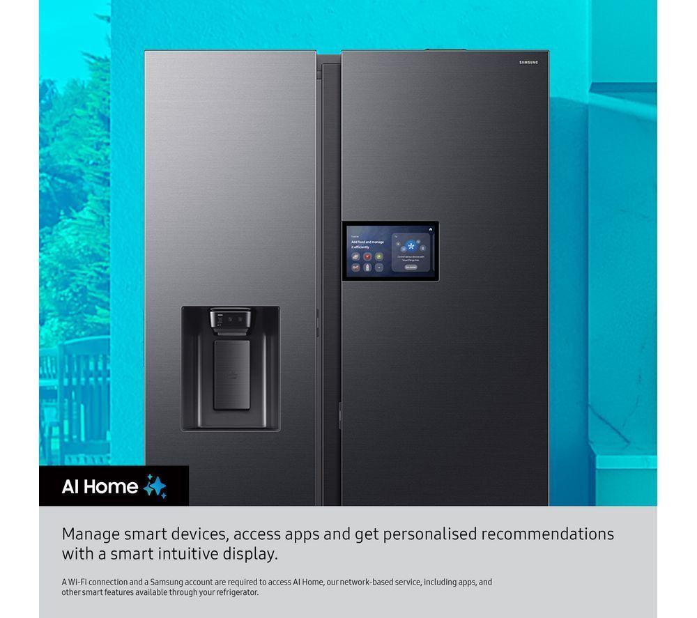 SAMSUNG Bespoke AI Serie 9 Family Hub 9" RS90F64EDFEU Smart Side-by-Side Kühl-/Gefrierkombination – Schwarz