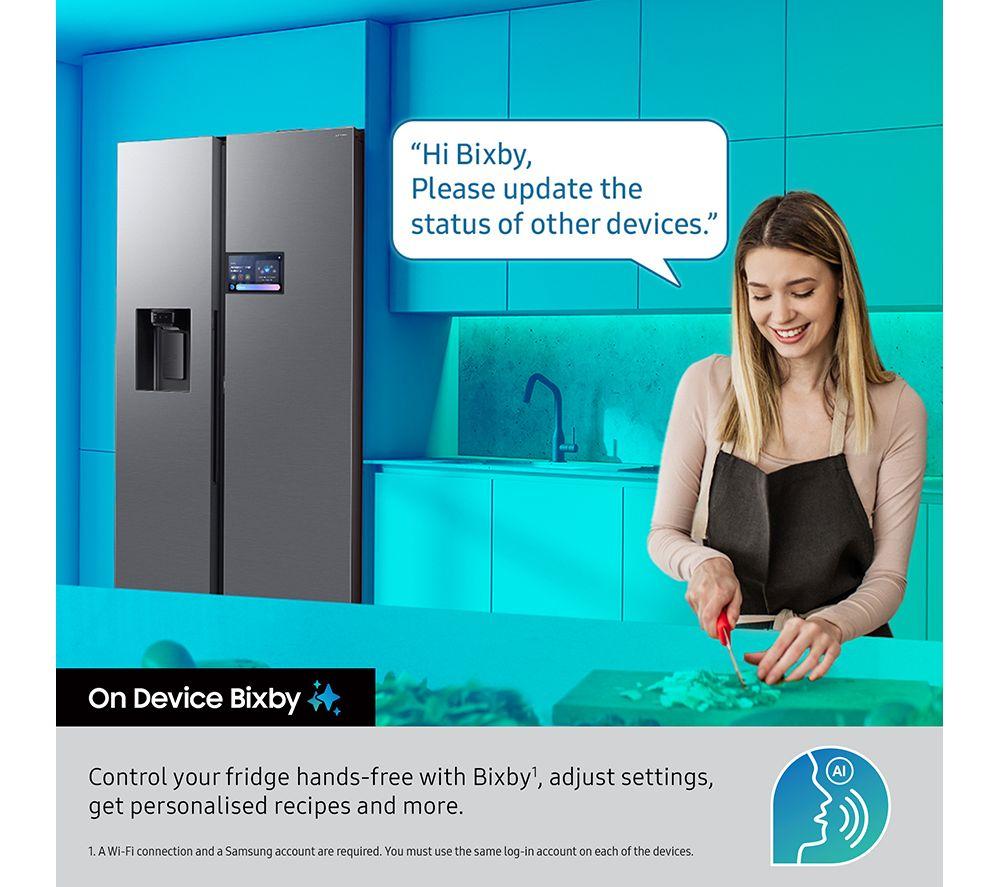 SAMSUNG Bespoke Series 9 Family Hub 9” RS90F64EETEU American-Style Smart Fridge Freezer - Silver