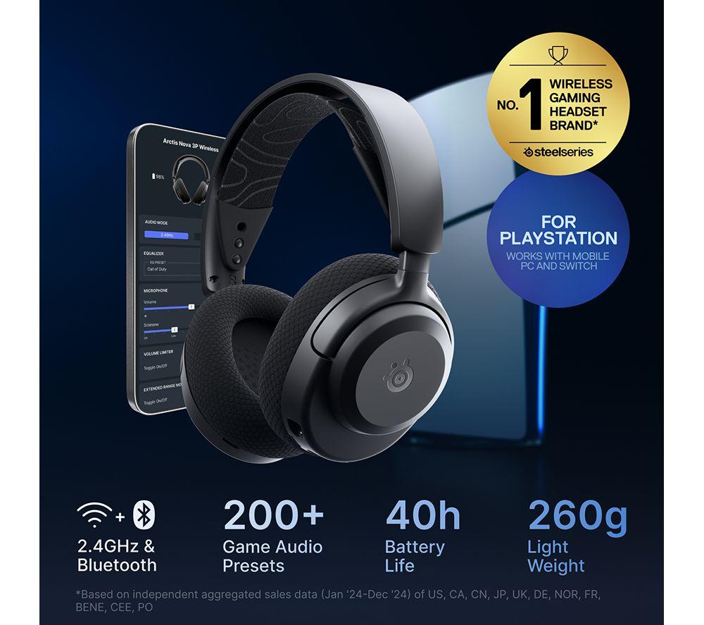 STEELSERIES Arctis Nova 3P Wireless Gaming-Headset für PS5 - Schwarz