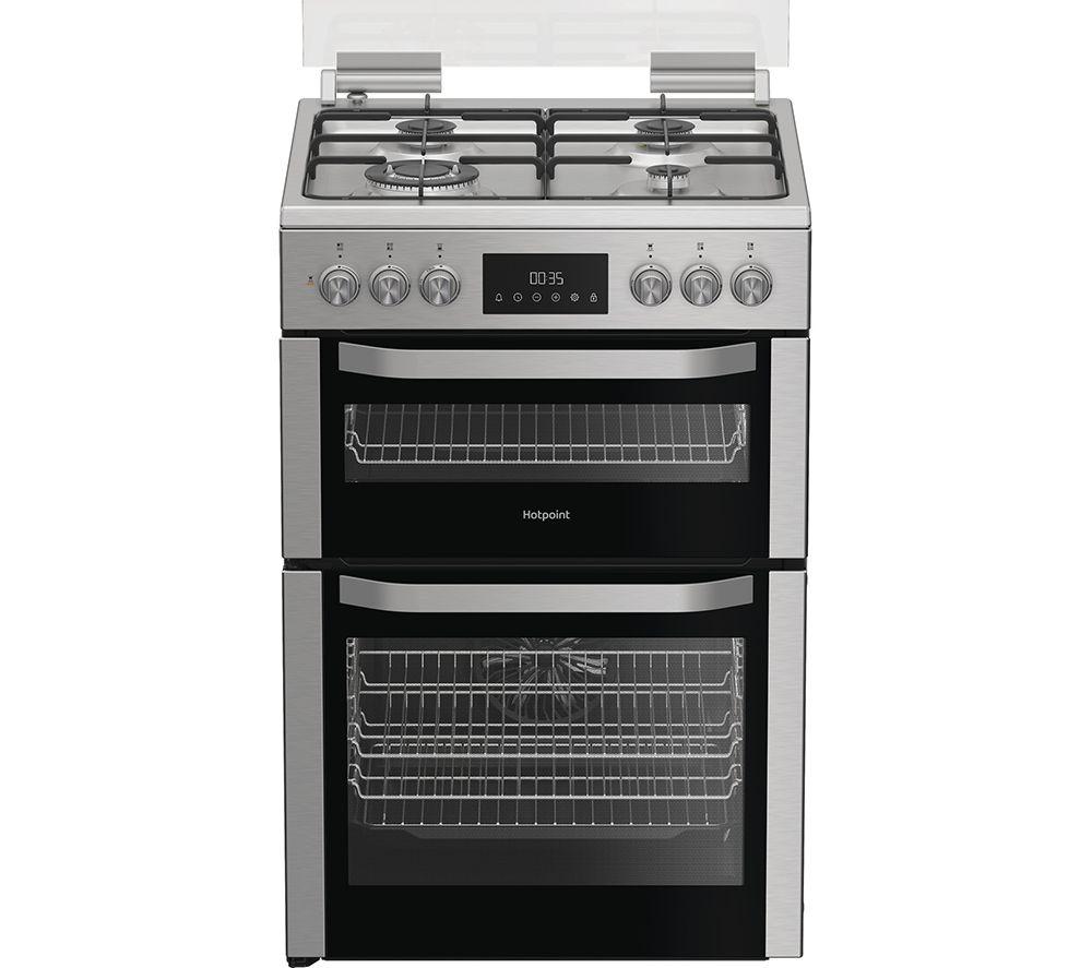 HOTPOINT Multiflow HDD6GDC2WX 60 cm Dual Fuel Cooker - Stainless Steel