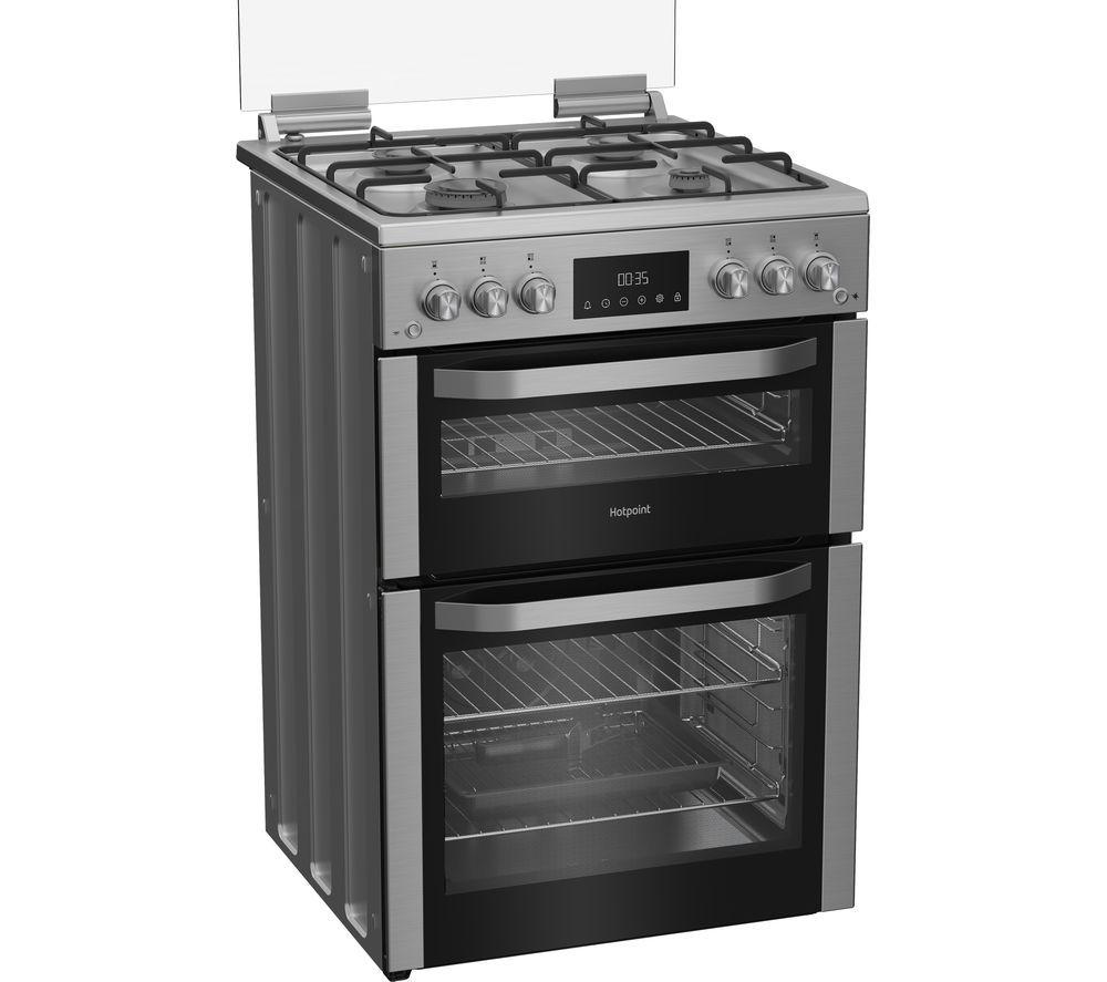HOTPOINT HDG6GDCX 60 cm Gas Cooker - Stainless Steel