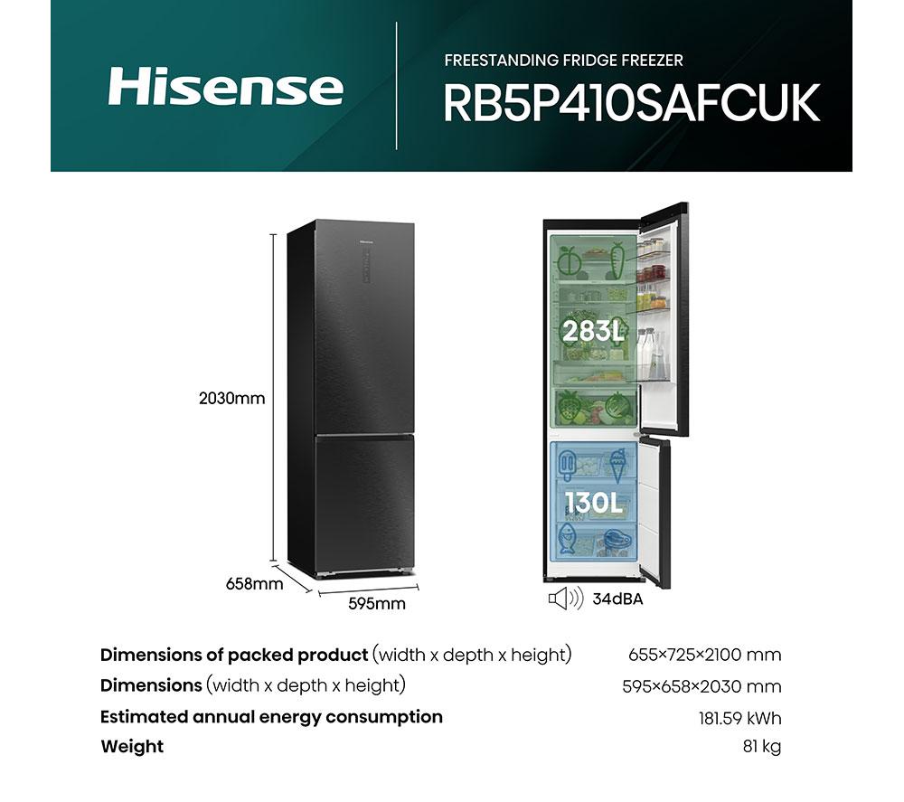 Frigorífico congelador HISENSE Pureflat RB5P410SAFCUK Smart 70/30 - Negro