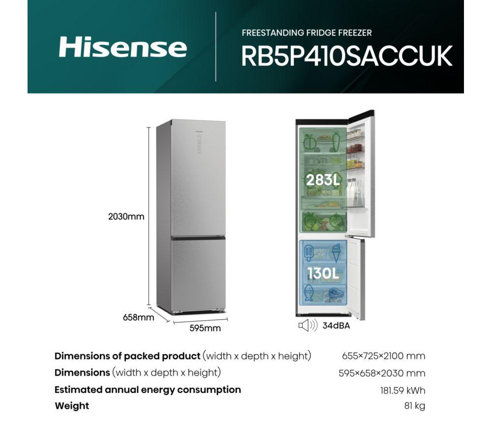 HISENSE Pureflat RB5P410SACCUK Smart 70/30 Fridge Freezer - Silver