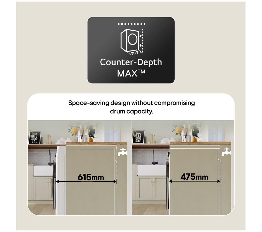 LG Series 3 Counter-Depth MAX F2X50S9TBB WiFi-enabled 9 kg 1200 Spin Washing Machine - Black
