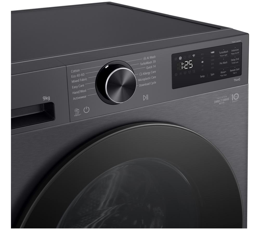 LG Series 3 Counter-Depth MAX F2X50S9TBB WiFi-enabled 9 kg 1200 Spin Washing Machine - Black
