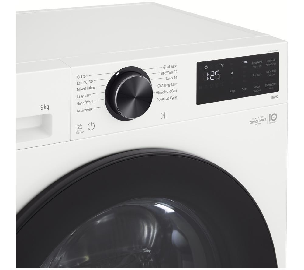 LG Series 3 Counter-Depth MAX F2X50S9TWB WiFi-enabled 9 kg 1200 Spin Washing Machine - White