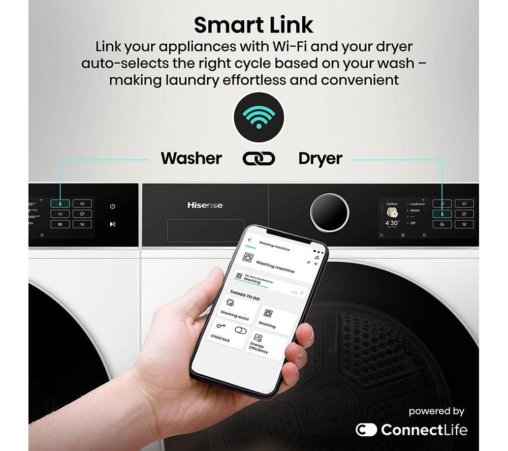 HISENSE 5i Series DH5I104BWAB WiFi-enabled 10 kg Heat Pump Tumble Dryer - White