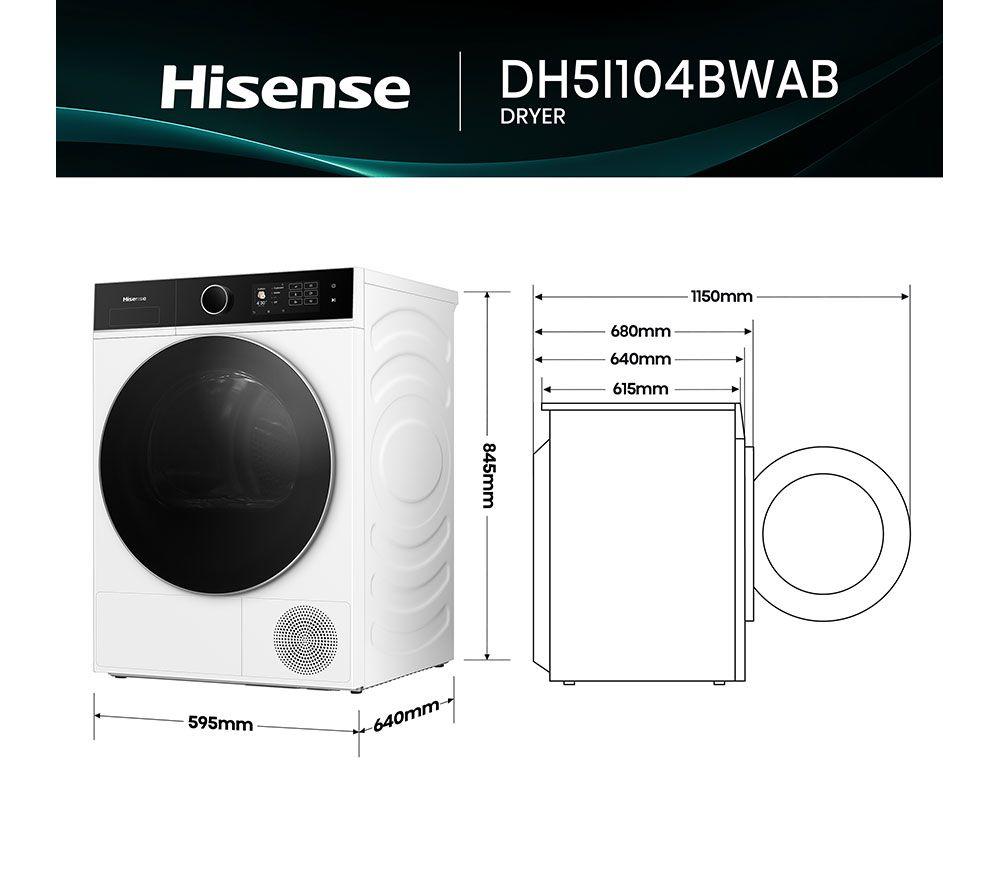 HISENSE 5i Series DH5I104BWAB WiFi-enabled 10 kg Heat Pump Tumble Dryer - White